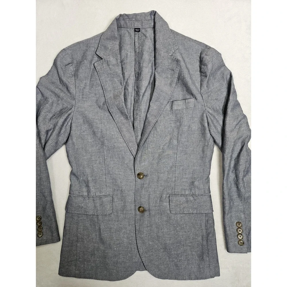 J Crew Blazer Mens 34S Ludlow Baird McNutt Linen Blend Gray Unstructured